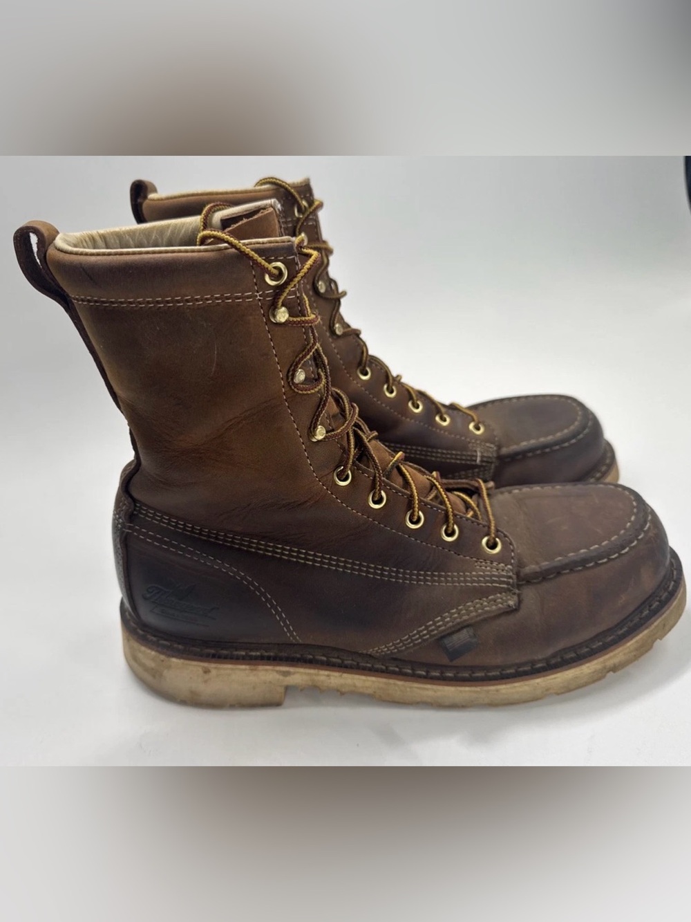 Thorogood Steel Toe Work Boots Mens 9.5 D Mens Brown Leather Oil Slip Resistant